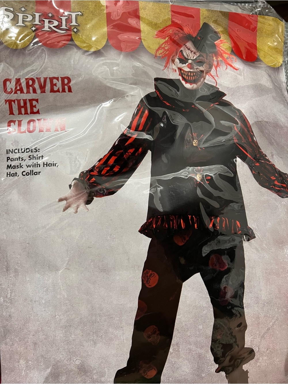 Spirit Carver the Clown adult Costume - Black & Red